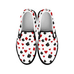 Red And Black Playing Card Suits Print Black Slip On Shoes