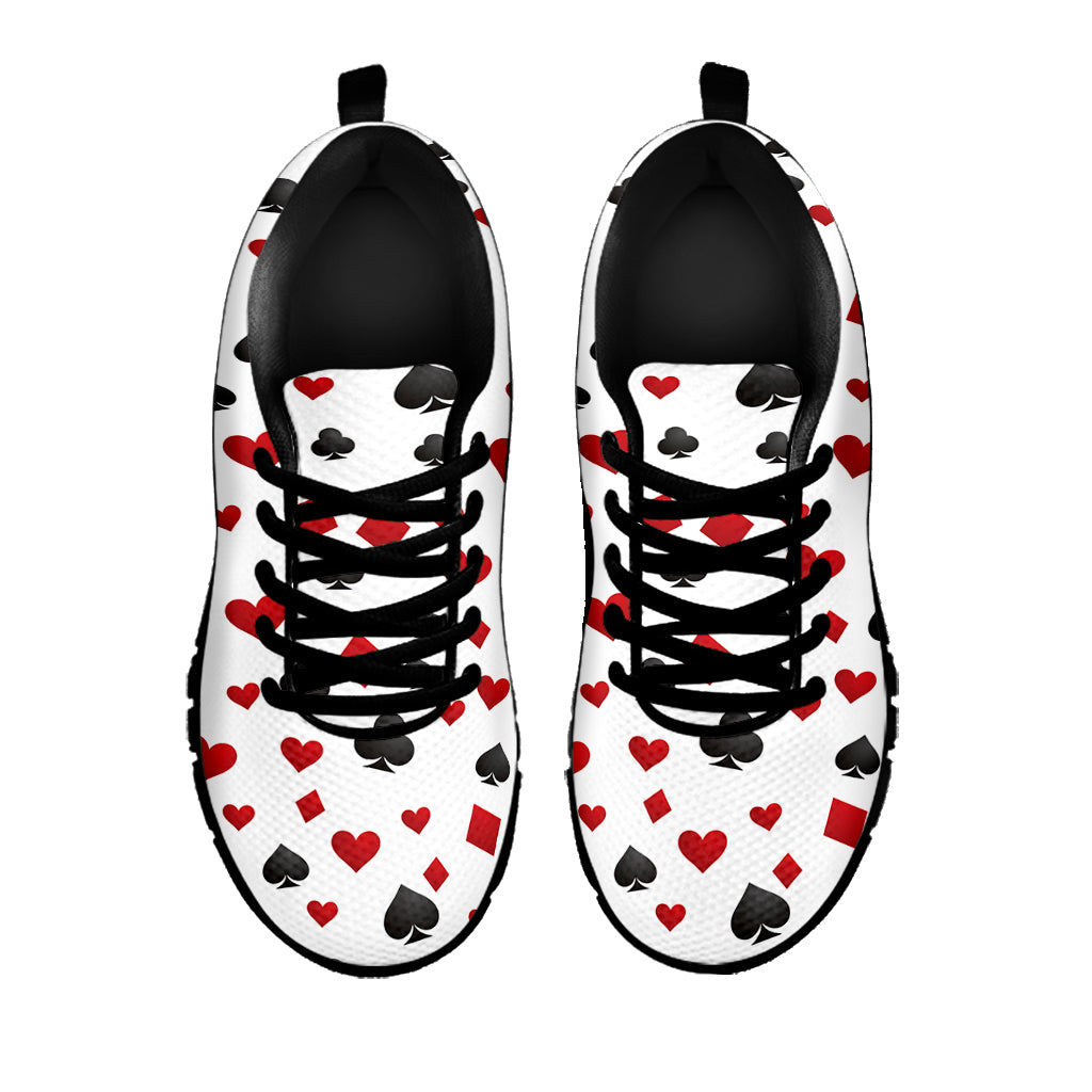 Red And Black Playing Card Suits Print Black Sneakers