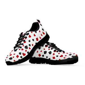 Red And Black Playing Card Suits Print Black Sneakers