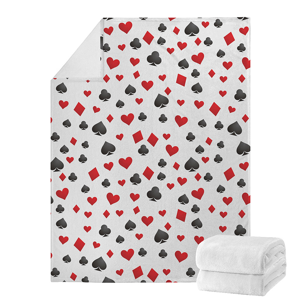 Red And Black Playing Card Suits Print Blanket