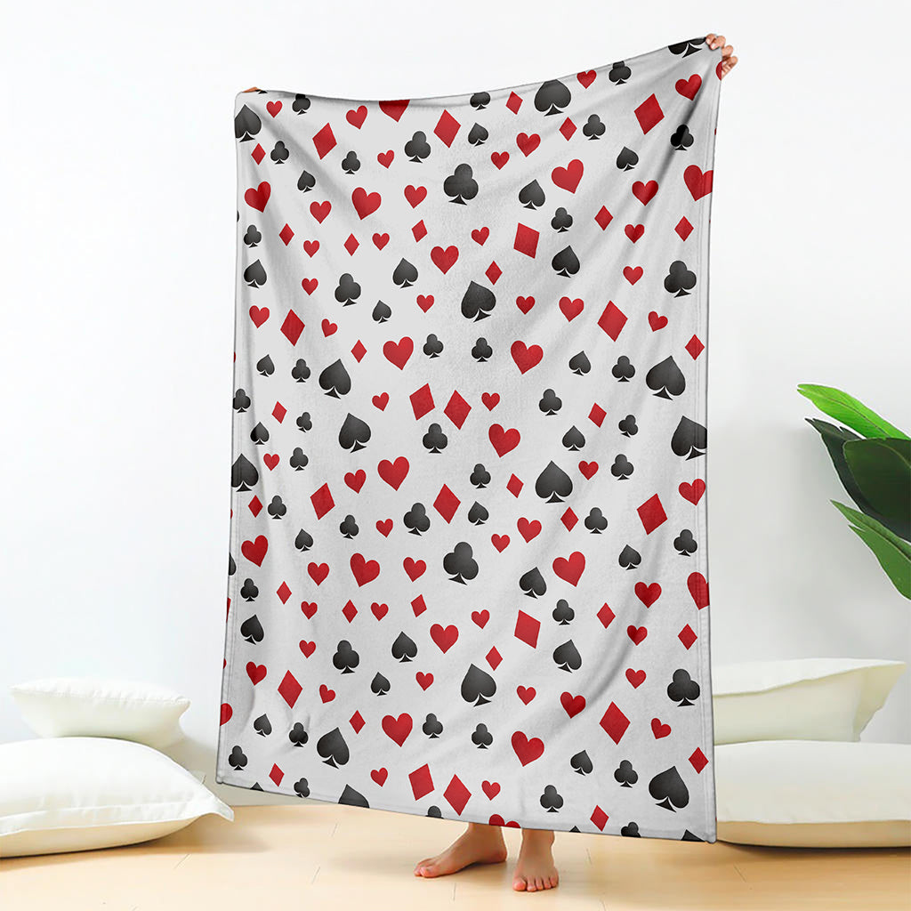 Red And Black Playing Card Suits Print Blanket