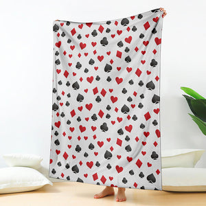 Red And Black Playing Card Suits Print Blanket