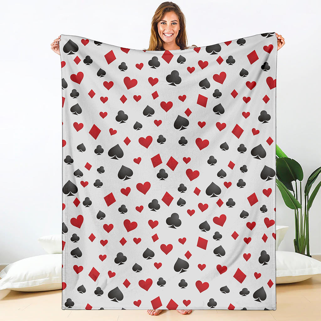 Red And Black Playing Card Suits Print Blanket