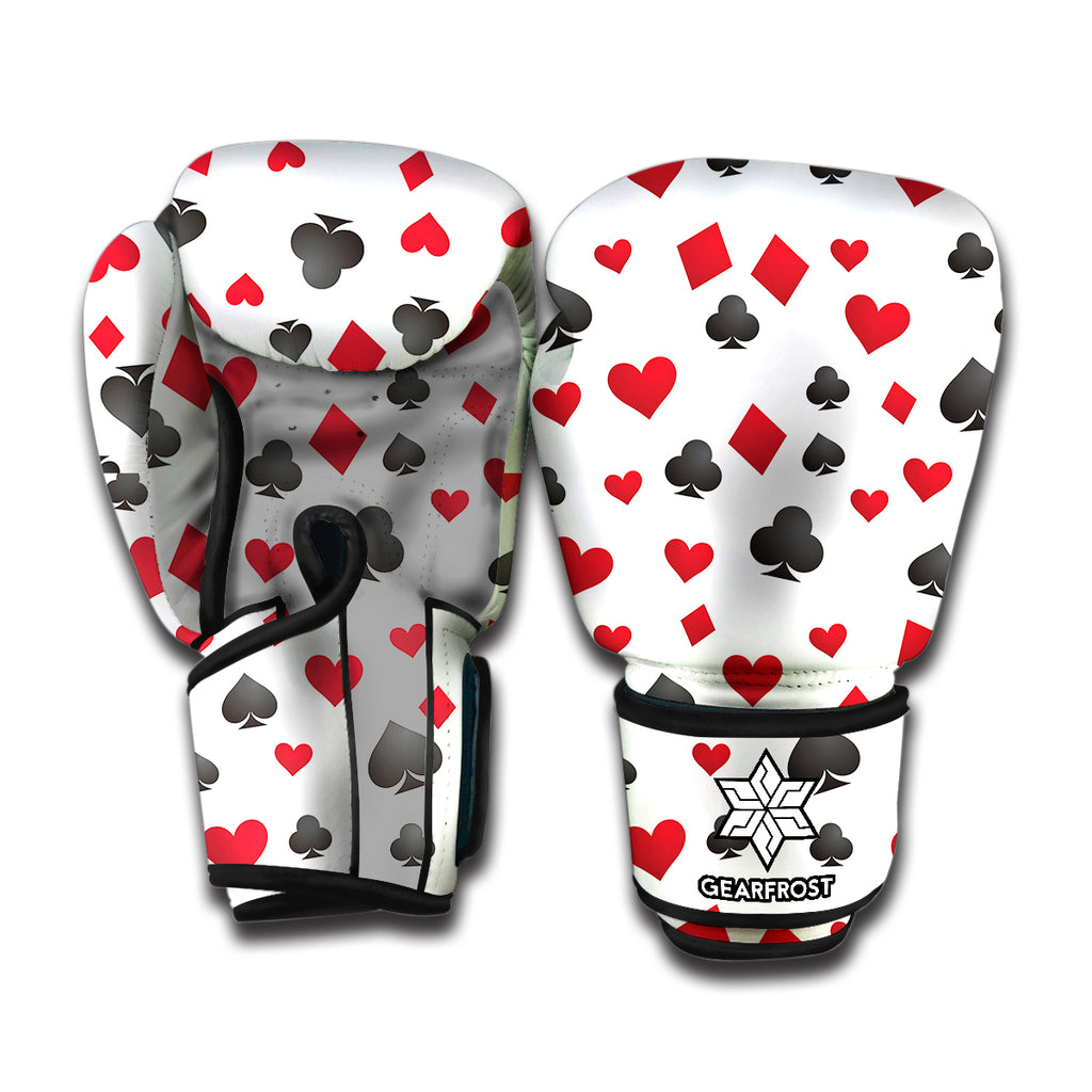 Red And Black Playing Card Suits Print Boxing Gloves