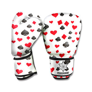 Red And Black Playing Card Suits Print Boxing Gloves