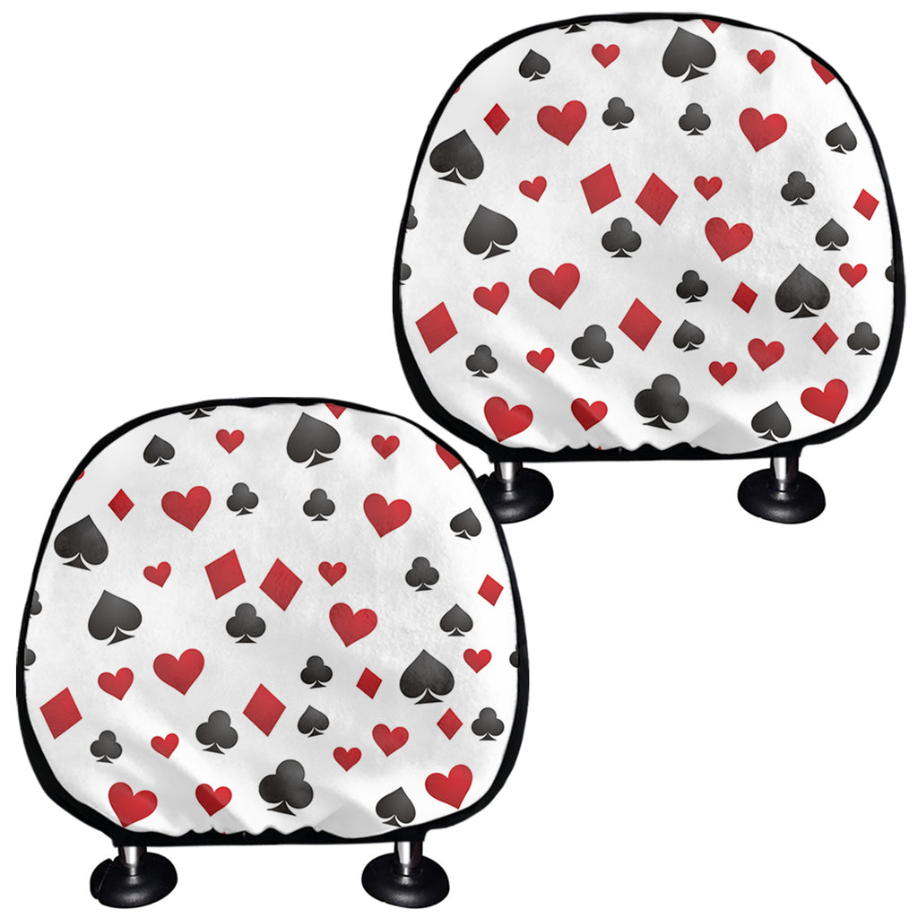 Red And Black Playing Card Suits Print Car Headrest Covers