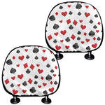 Red And Black Playing Card Suits Print Car Headrest Covers