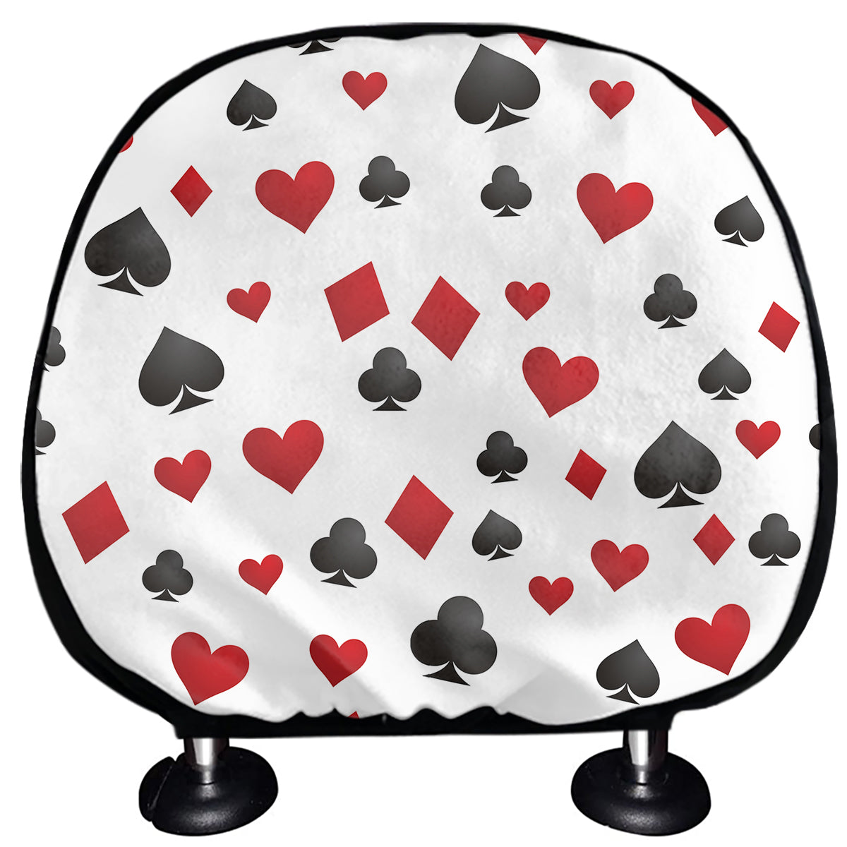 Red And Black Playing Card Suits Print Car Headrest Covers