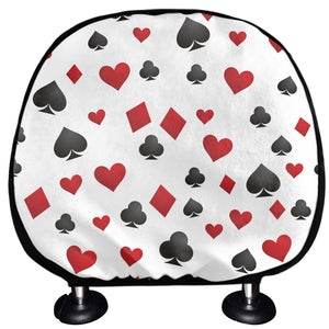 Red And Black Playing Card Suits Print Car Headrest Covers