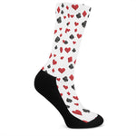 Red And Black Playing Card Suits Print Crew Socks