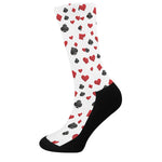 Red And Black Playing Card Suits Print Crew Socks