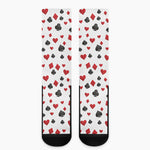Red And Black Playing Card Suits Print Crew Socks
