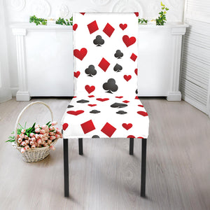 Red And Black Playing Card Suits Print Dining Chair Slipcover