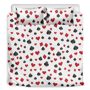 Red And Black Playing Card Suits Print Duvet Cover Bedding Set