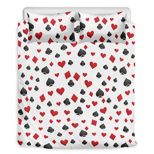 Red And Black Playing Card Suits Print Duvet Cover Bedding Set