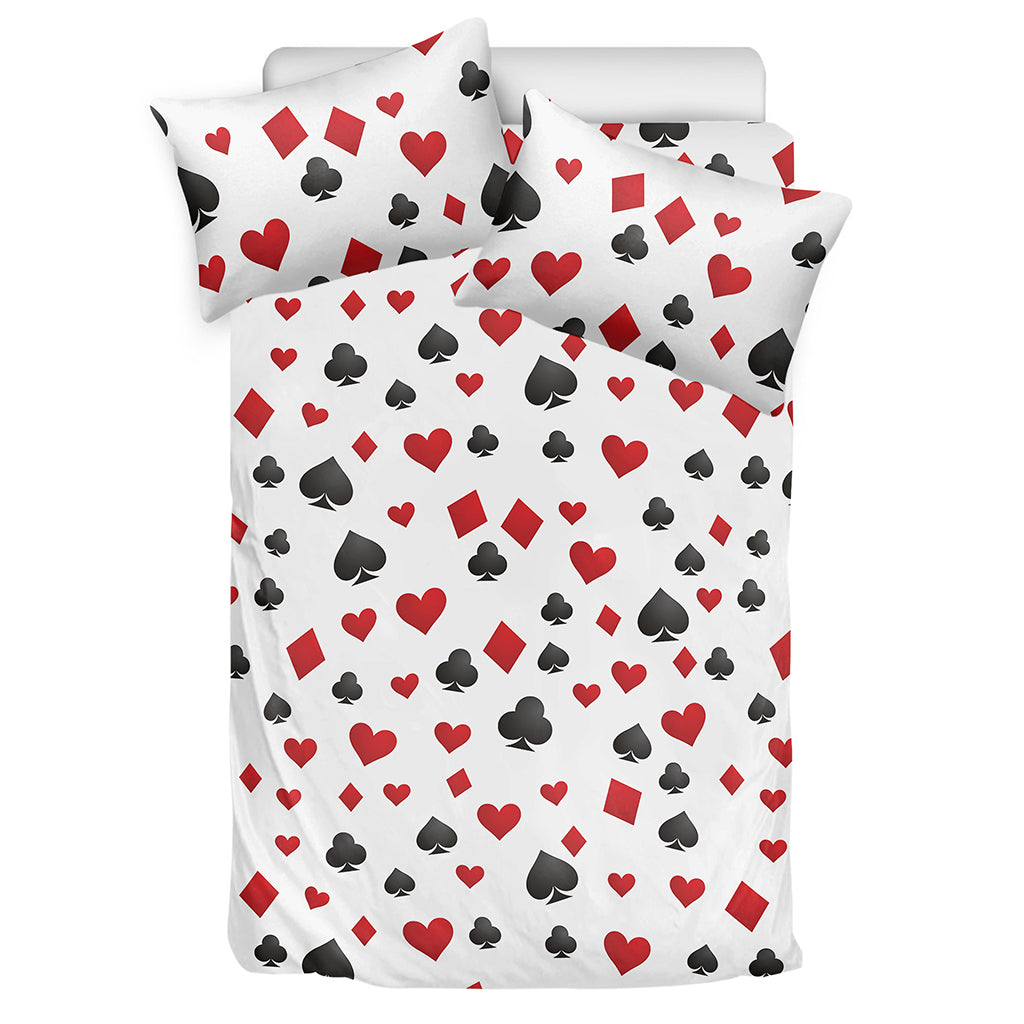 Red And Black Playing Card Suits Print Duvet Cover Bedding Set