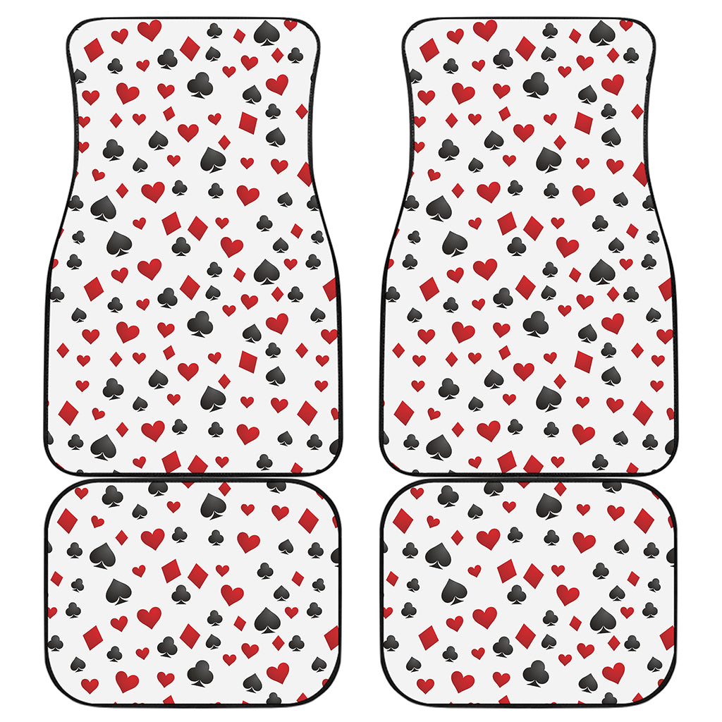 Red And Black Playing Card Suits Print Front and Back Car Floor Mats