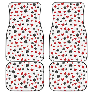 Red And Black Playing Card Suits Print Front and Back Car Floor Mats