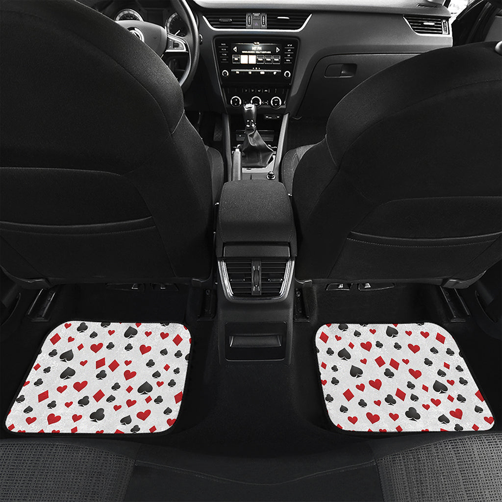 Red And Black Playing Card Suits Print Front and Back Car Floor Mats