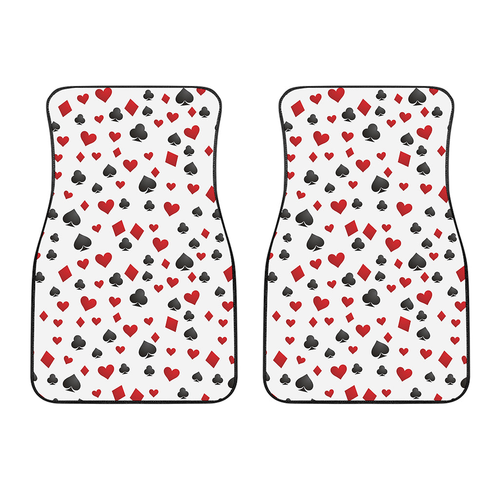 Red And Black Playing Card Suits Print Front Car Floor Mats