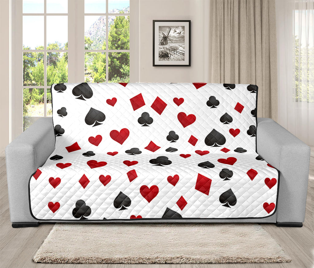 Red And Black Playing Card Suits Print Futon Protector