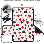 Red And Black Playing Card Suits Print Half Sofa Protector