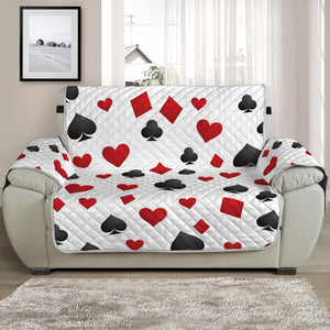 Red And Black Playing Card Suits Print Half Sofa Protector