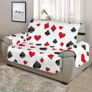 Red And Black Playing Card Suits Print Half Sofa Protector