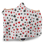 Red And Black Playing Card Suits Print Hooded Blanket