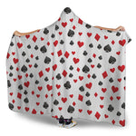 Red And Black Playing Card Suits Print Hooded Blanket