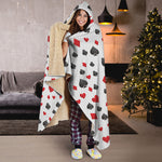 Red And Black Playing Card Suits Print Hooded Blanket
