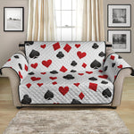 Red And Black Playing Card Suits Print Loveseat Protector