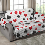 Red And Black Playing Card Suits Print Loveseat Protector