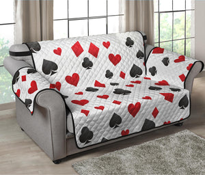 Red And Black Playing Card Suits Print Loveseat Protector