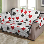 Red And Black Playing Card Suits Print Loveseat Protector