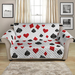 Red And Black Playing Card Suits Print Loveseat Protector