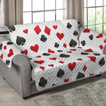 Red And Black Playing Card Suits Print Loveseat Protector