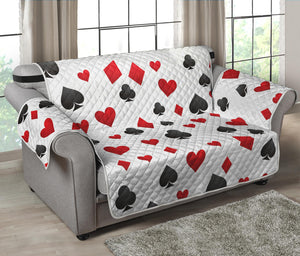 Red And Black Playing Card Suits Print Loveseat Protector