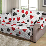 Red And Black Playing Card Suits Print Loveseat Protector