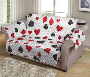 Red And Black Playing Card Suits Print Loveseat Protector