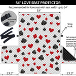 Red And Black Playing Card Suits Print Loveseat Protector