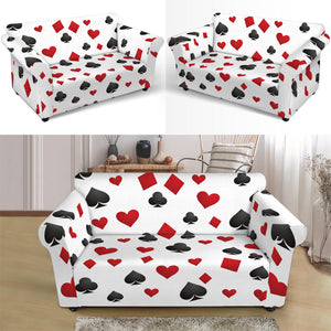 Red And Black Playing Card Suits Print Loveseat Slipcover