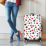 Red And Black Playing Card Suits Print Luggage Cover