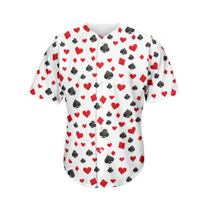 Red And Black Playing Card Suits Print Men's Baseball Jersey