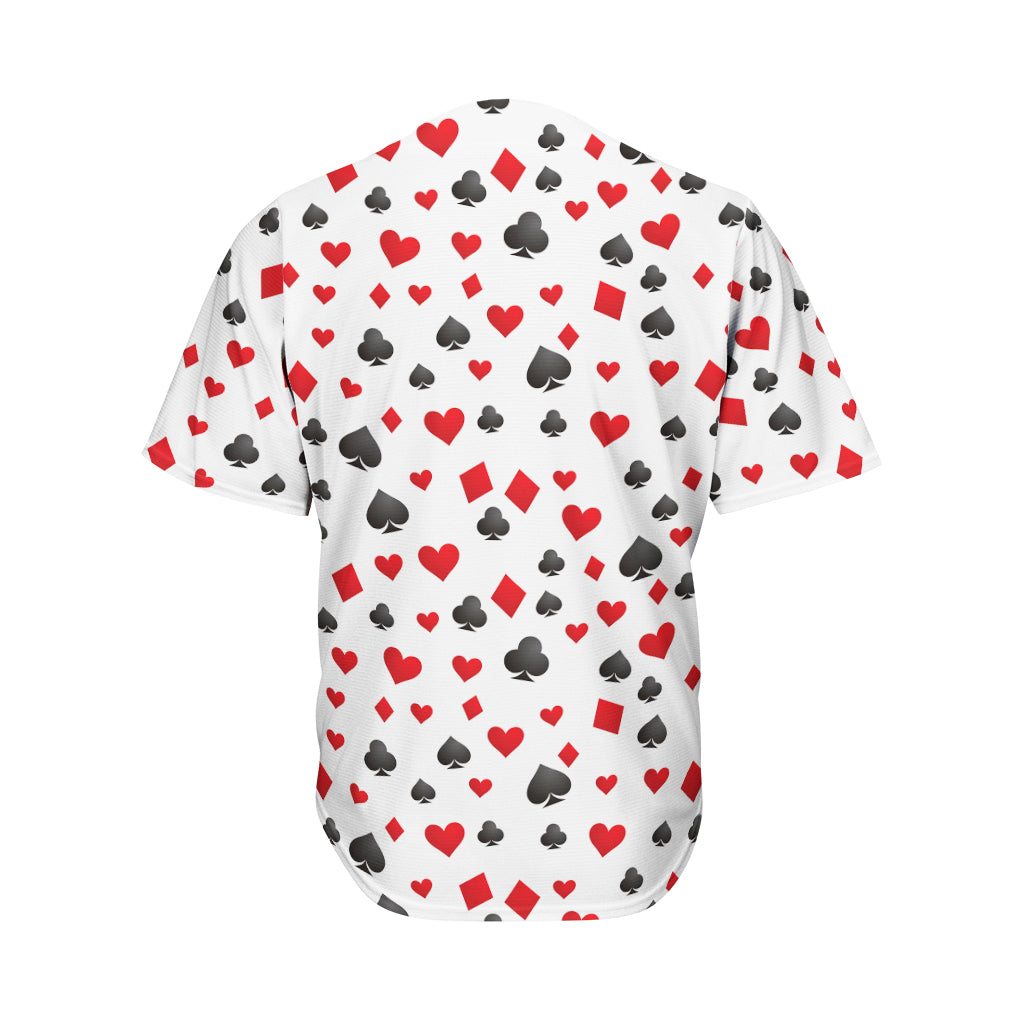 Red And Black Playing Card Suits Print Men's Baseball Jersey