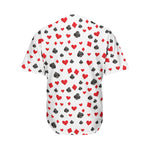 Red And Black Playing Card Suits Print Men's Baseball Jersey