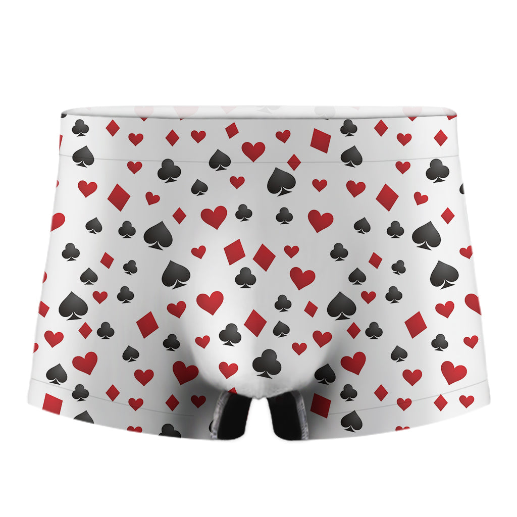 Red And Black Playing Card Suits Print Men's Boxer Briefs