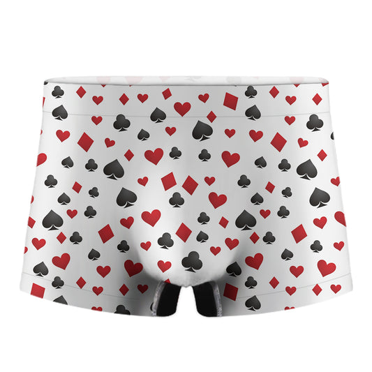 Red And Black Playing Card Suits Print Men's Boxer Briefs