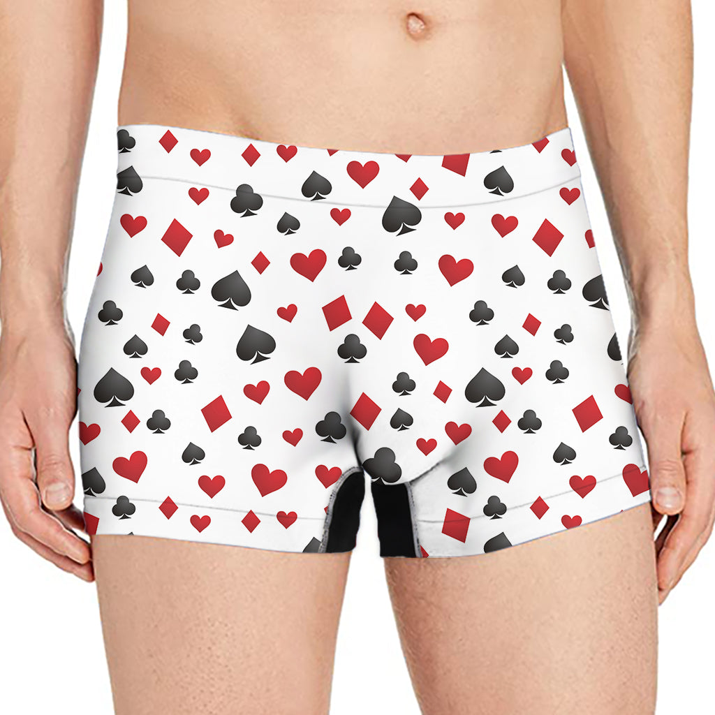 Red And Black Playing Card Suits Print Men's Boxer Briefs