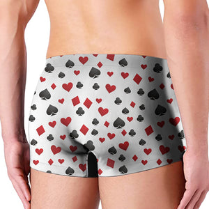 Red And Black Playing Card Suits Print Men's Boxer Briefs